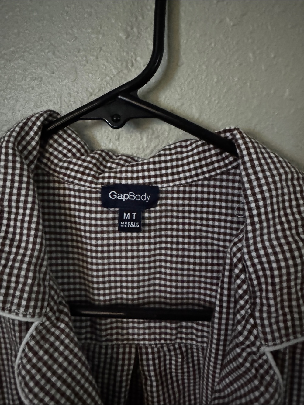 Gap Body Women’s Poplin Pj Shirt - Medium Tall Brown Gingham - Picture 2 of 3